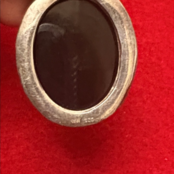 Sleek Large 925 Silver Faceted Hematite Oval Pendant - Picture 7 of 8